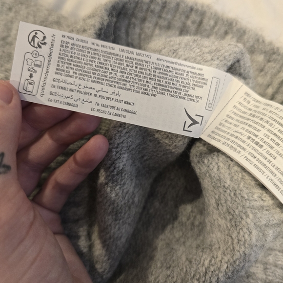 Abercrombie & Fitch Womens NWT Dad V-Neck Sweater Gray Size XS - Picture 8 of 11